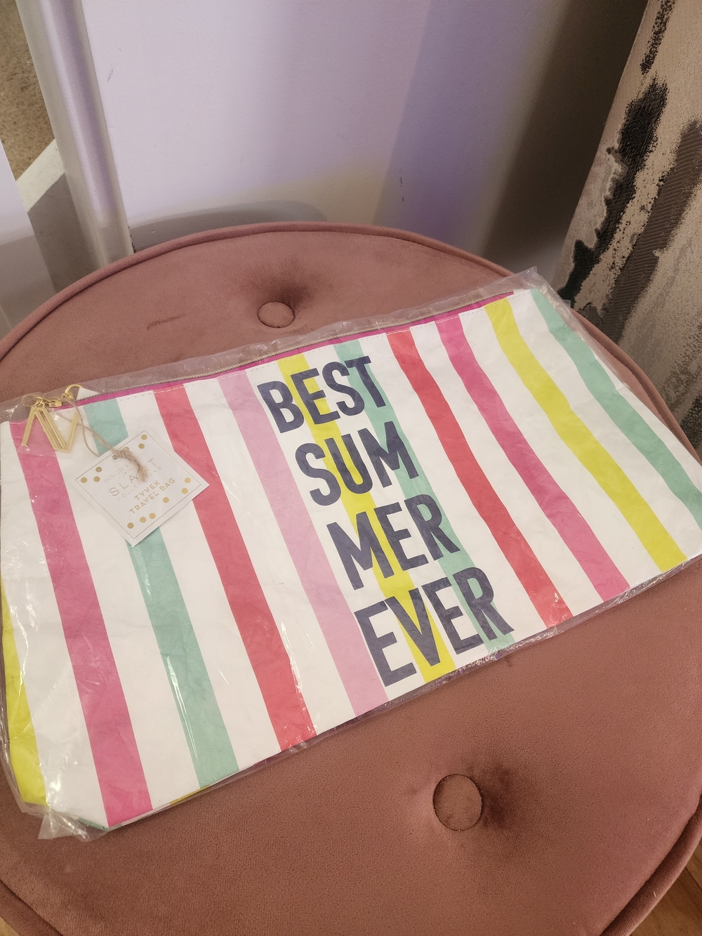 New Striped 'Best Summer Ever' Travel Pouch - Multi